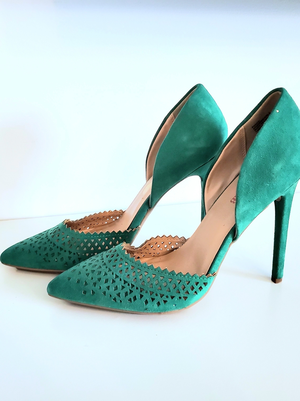 JustFab Bright Green Suede Pointed-Toe High Heels